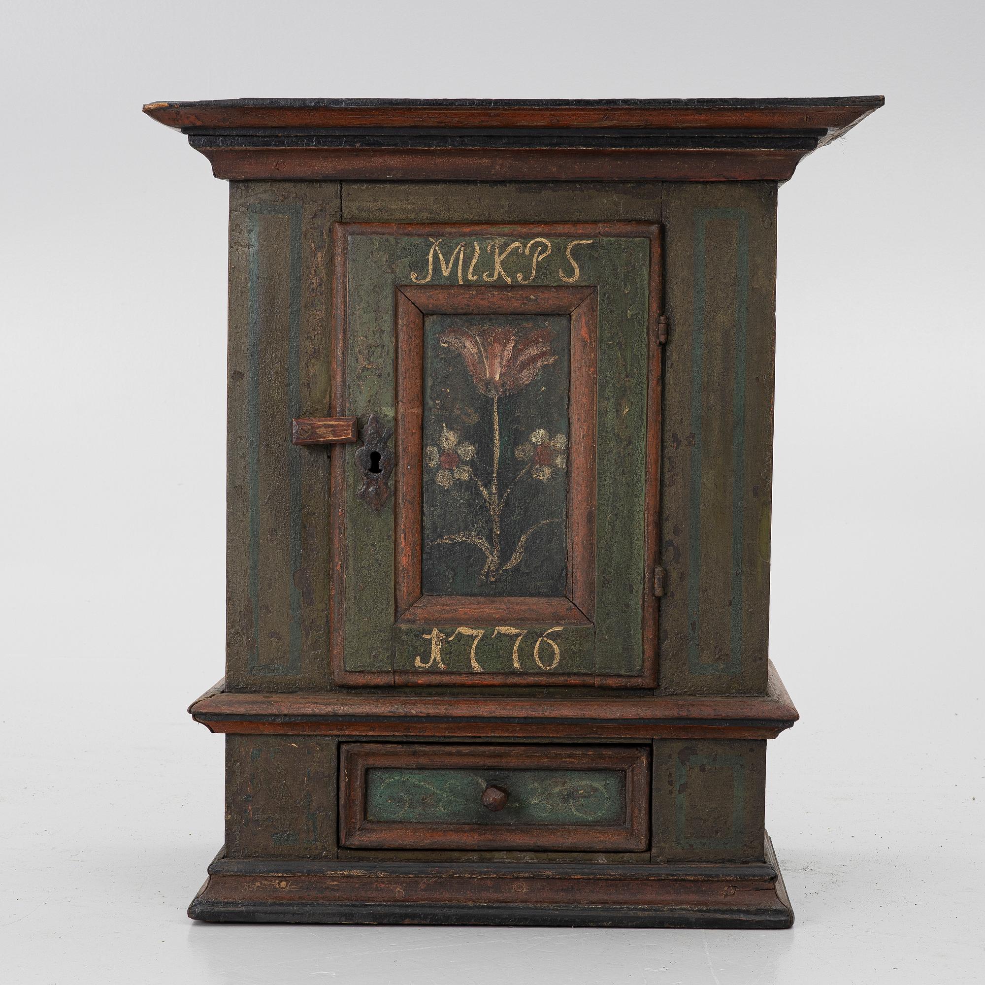 Hanging cabinet, folk art, 18th century.