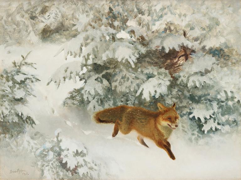 Bruno Liljefors, Fox in winter landscape.