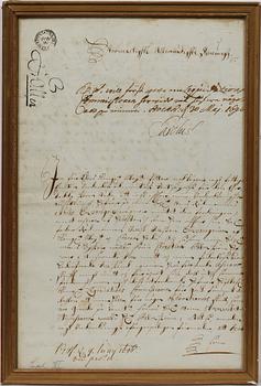 DOKUMENT MED AUTOGRAF, Karl XI. Sign o dat 1696.