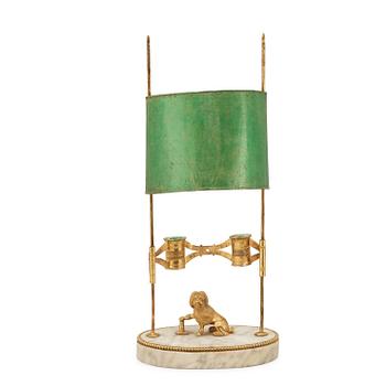 1616. A late Gustavian early 19th century two-light table lamp.