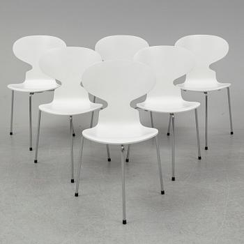 ARNE JACOBSEN, stolar, 6 st, "Myran", Fritz Hansen, Danmark, 2004.