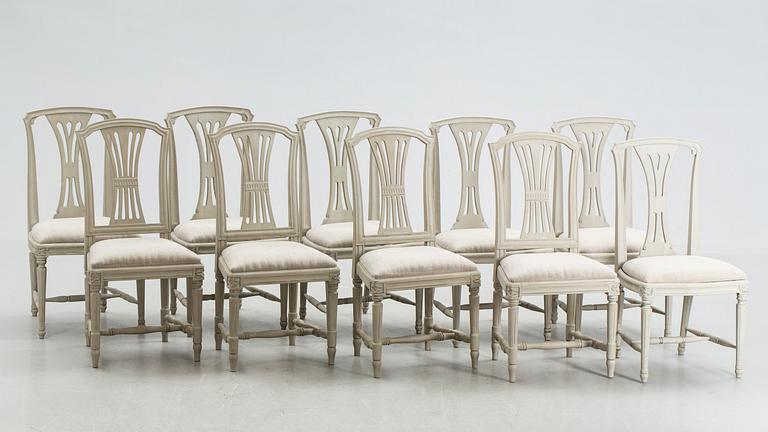 MATSALSGRUPP, 13 delar, gustaviansk stil, 1900-talets andra hälft.