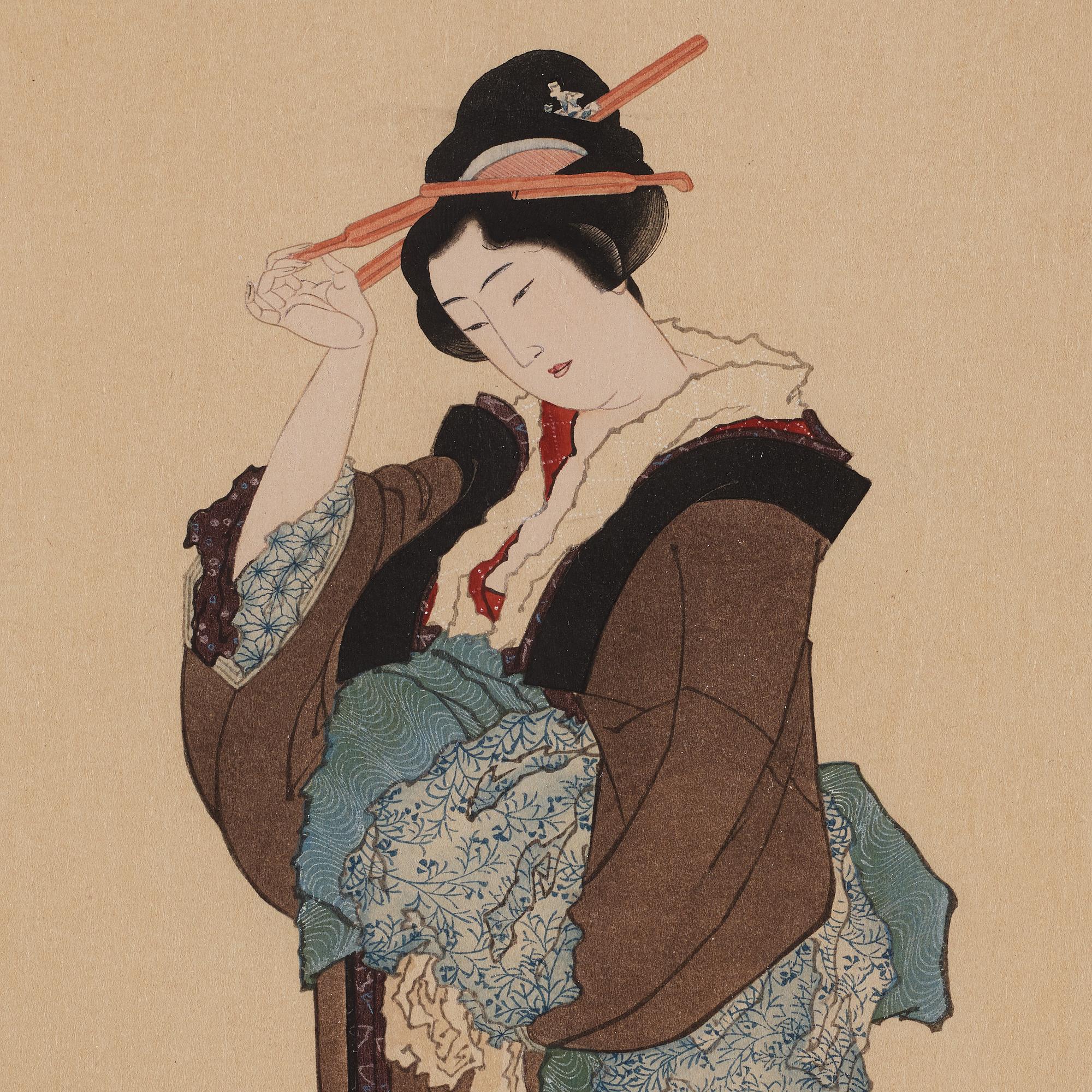 KATSUSHIKA HOKUSAI (1760–1849), efter, color woodblock print. Japan, presumably 20th century.