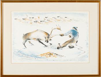 FOLKE RICKLUND, 3 st, färglitografier, signerade, daterade 75/76.