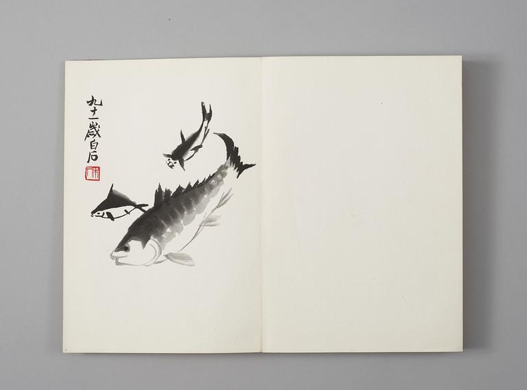 Book with 22 woodcuts in colours, "Qi Baishi hua ji, published Rong Bao Zhai xin ji, Beijing 1952. 32 x 22 cm.