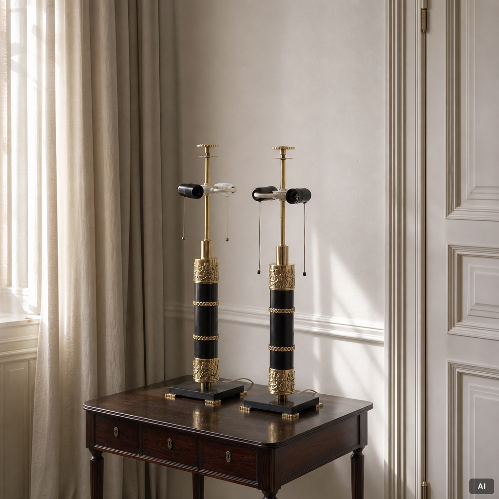 Boréns, an imposing pair of table lamps model 8019, Borås, 1960s-70s.