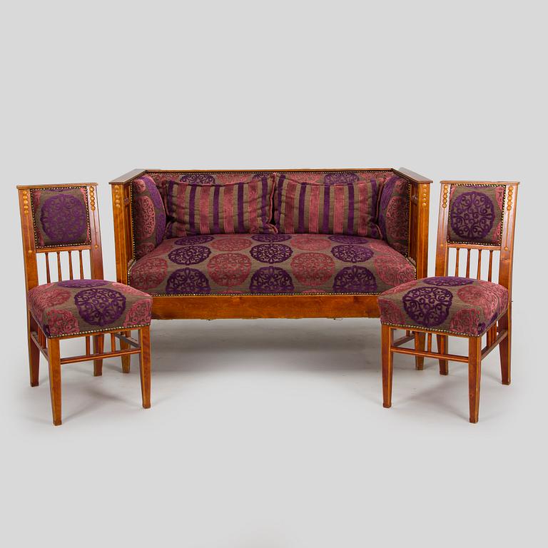 A 3-piece furniture suite, made to order for a private home, early 20th century.