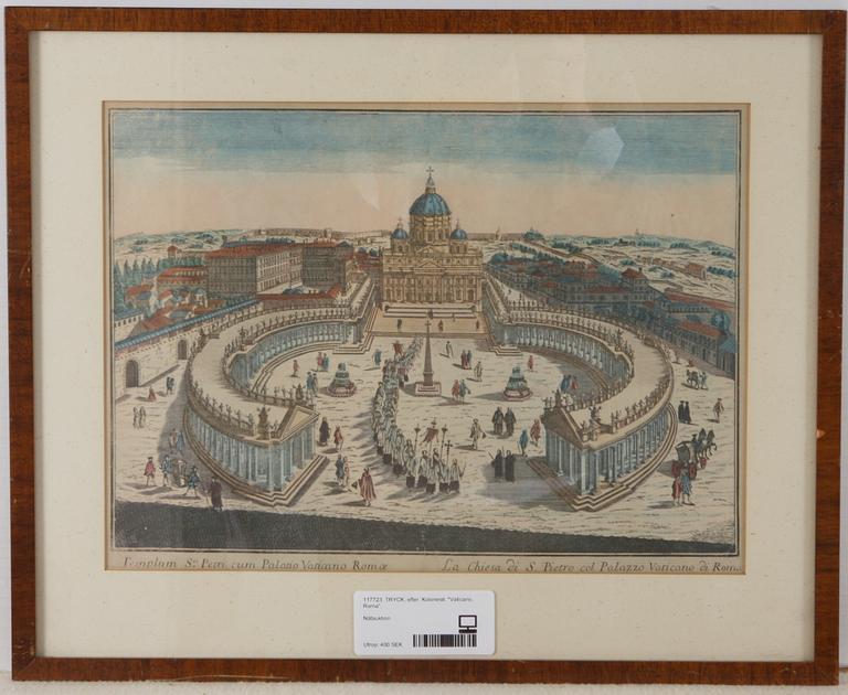 TRYCK, efter. Kolorerat. "Vaticano, Roma".