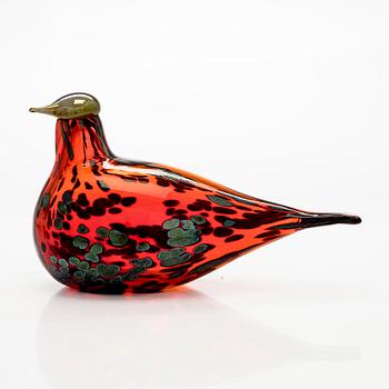 Oiva Toikka, glasfågel, "Ruby bird" signerad O. Toikka Nuutajärvi.