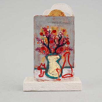 IAN RUSTH, a signed napkin stand painted with oil.