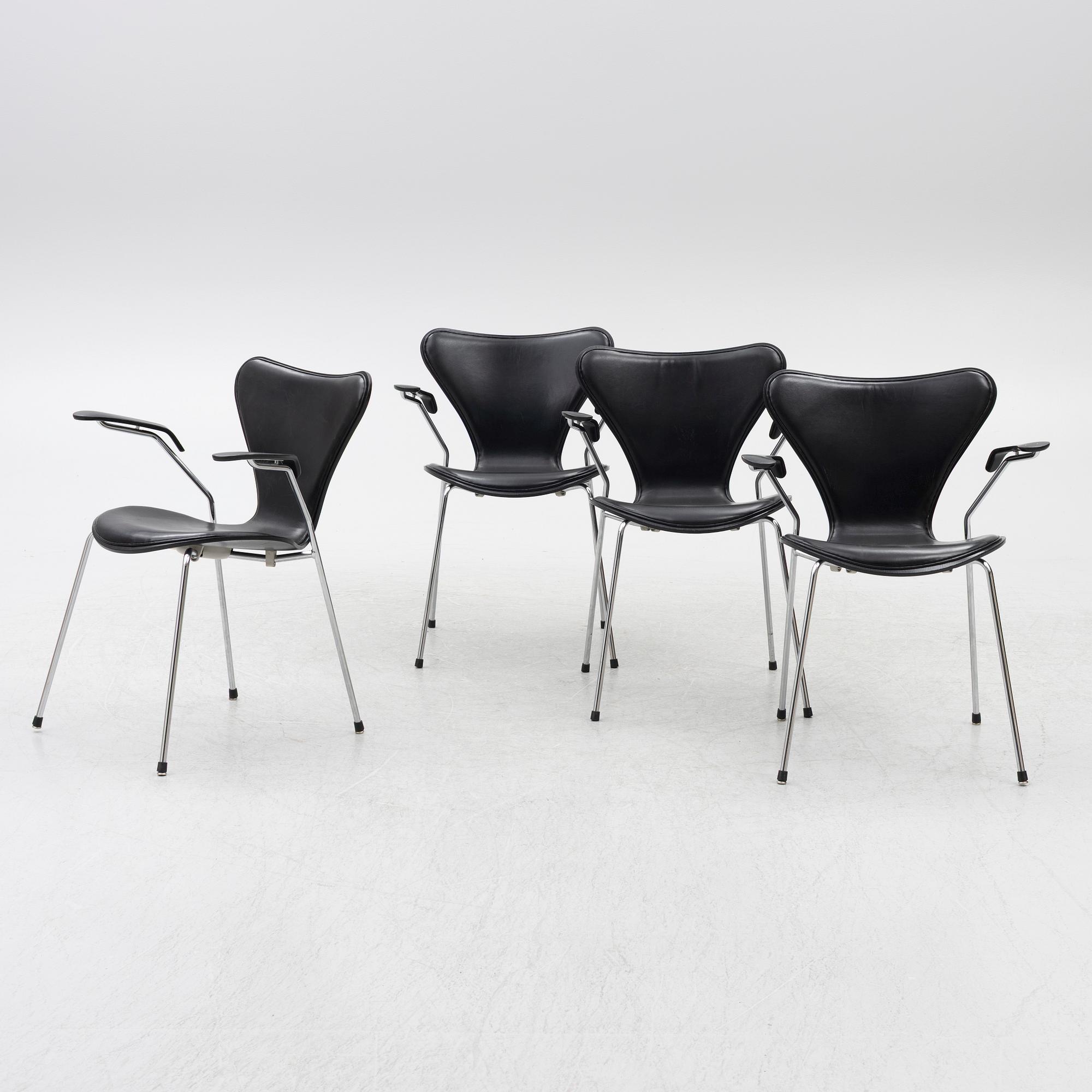 Arne Jacobsen, Armchairs, 4 pcs, "The Seven", Fritz Hansen, Denmark, 2006.