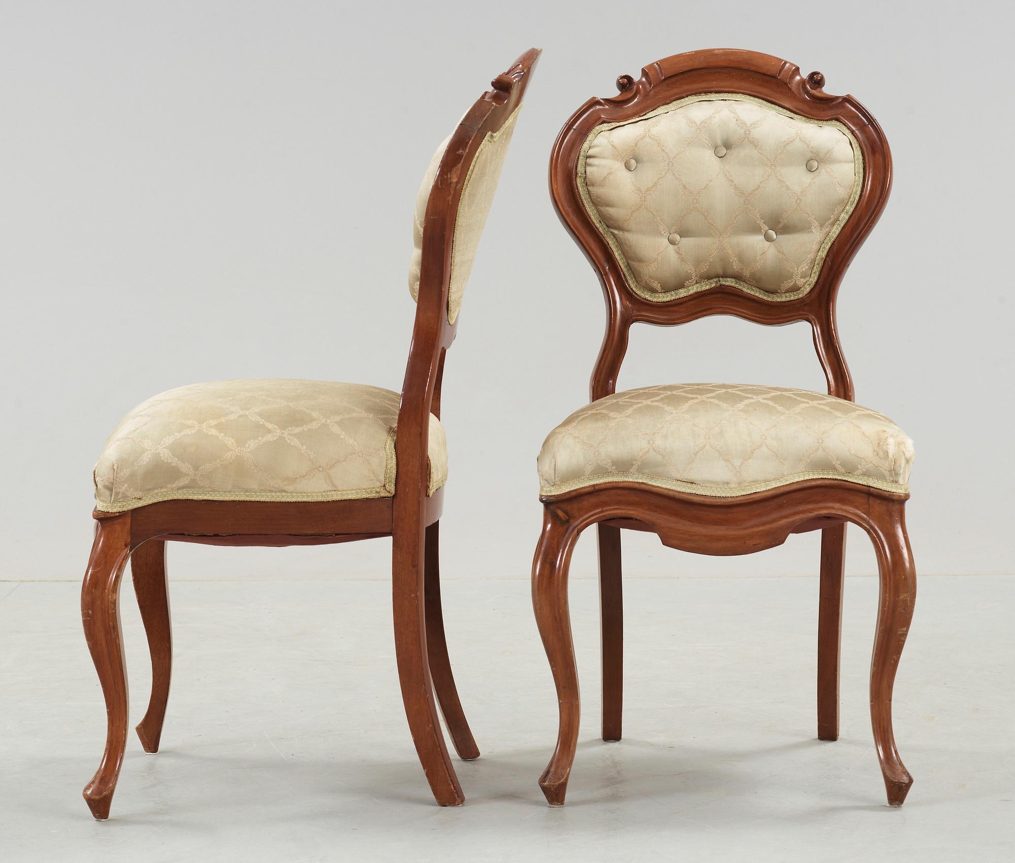 STOLAR, ett par, nyrokoko, med Karl XVs monogram, 1800-tal.