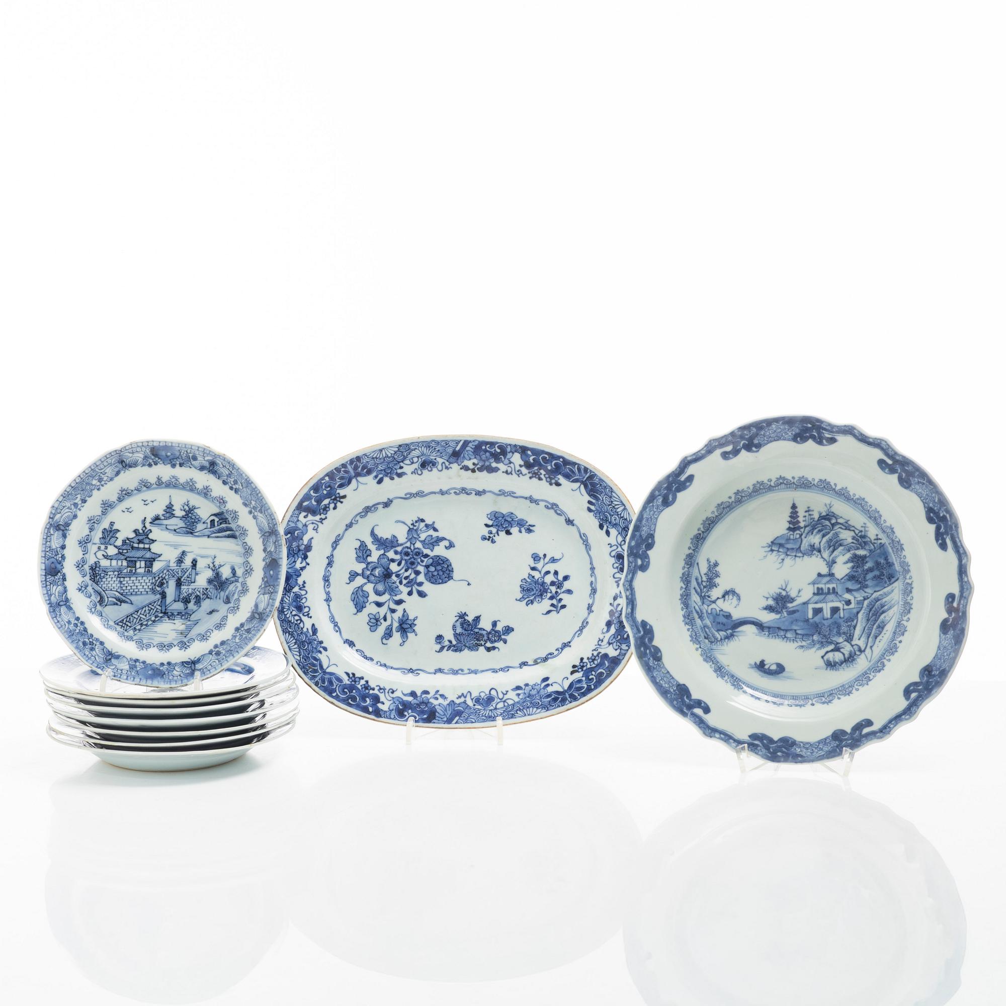 Servisdelar, 10 st, kompaniporslin, Kina, Qingdynastin, Qianlong (1736-95).