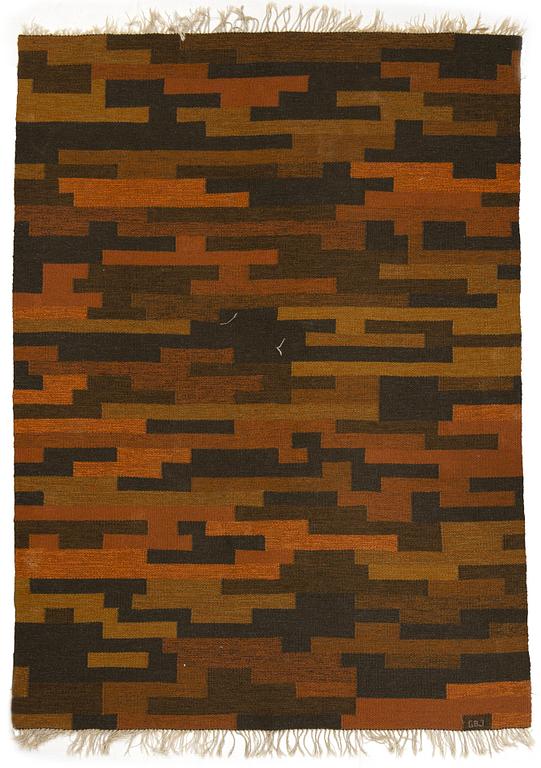 Gull-Britt johansson, a carpet, flat weave, signed GBJ, ca 238 x 172 cm.