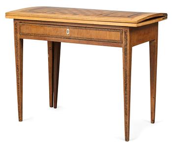 821. A Swedish card table, signed and dated in Karlskrona 1800.