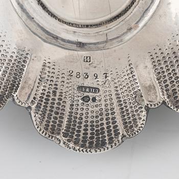 A pair of Russian silver candelabra, with Swedish importmarks, second half of the 20th century.
