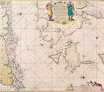 557. KARTTA, Oost Zee, Johannes van Keulen,1700-luvun alku.