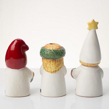 Lisa Larson, figuriner, 3 st, stengods, "Advent", Rörstrand.