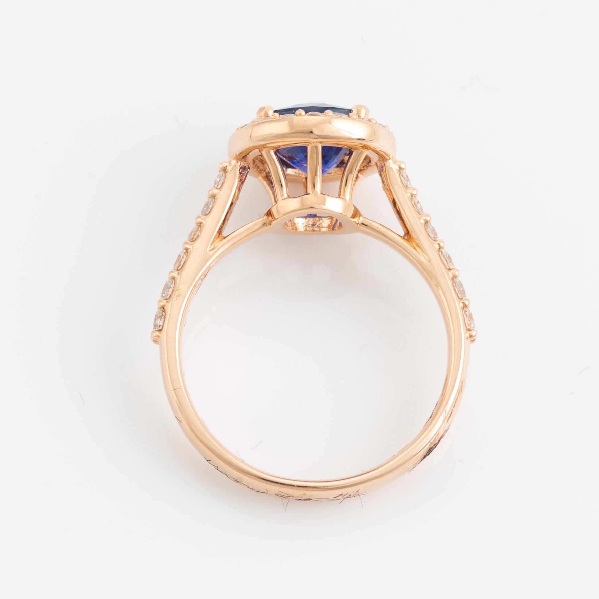 Sapphire and brilliant cut diamond ring.