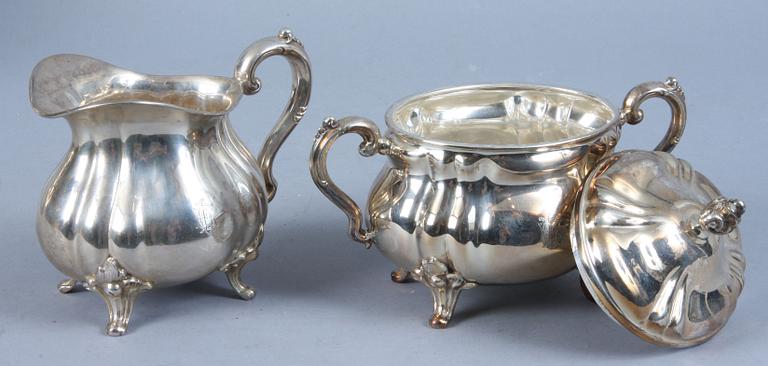 KAFFESERVIS, 3 delar, silver, import stmpl, 1945. Tot vikt 1382 gr.