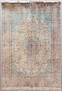 A rug, Figural Oriental silk,  signed, ca 175 x 125 cm.