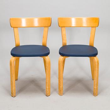 Alvar Aalto, tuoleja, 4 kpl, malli 69 Artek, 1970/80-luku.