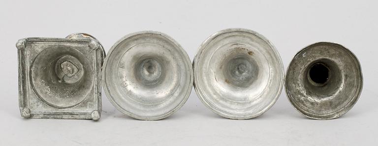 LJUSSTAKAR, 4 st, tenn, bla Mathias Norling, Jönköping. 1800-tal.