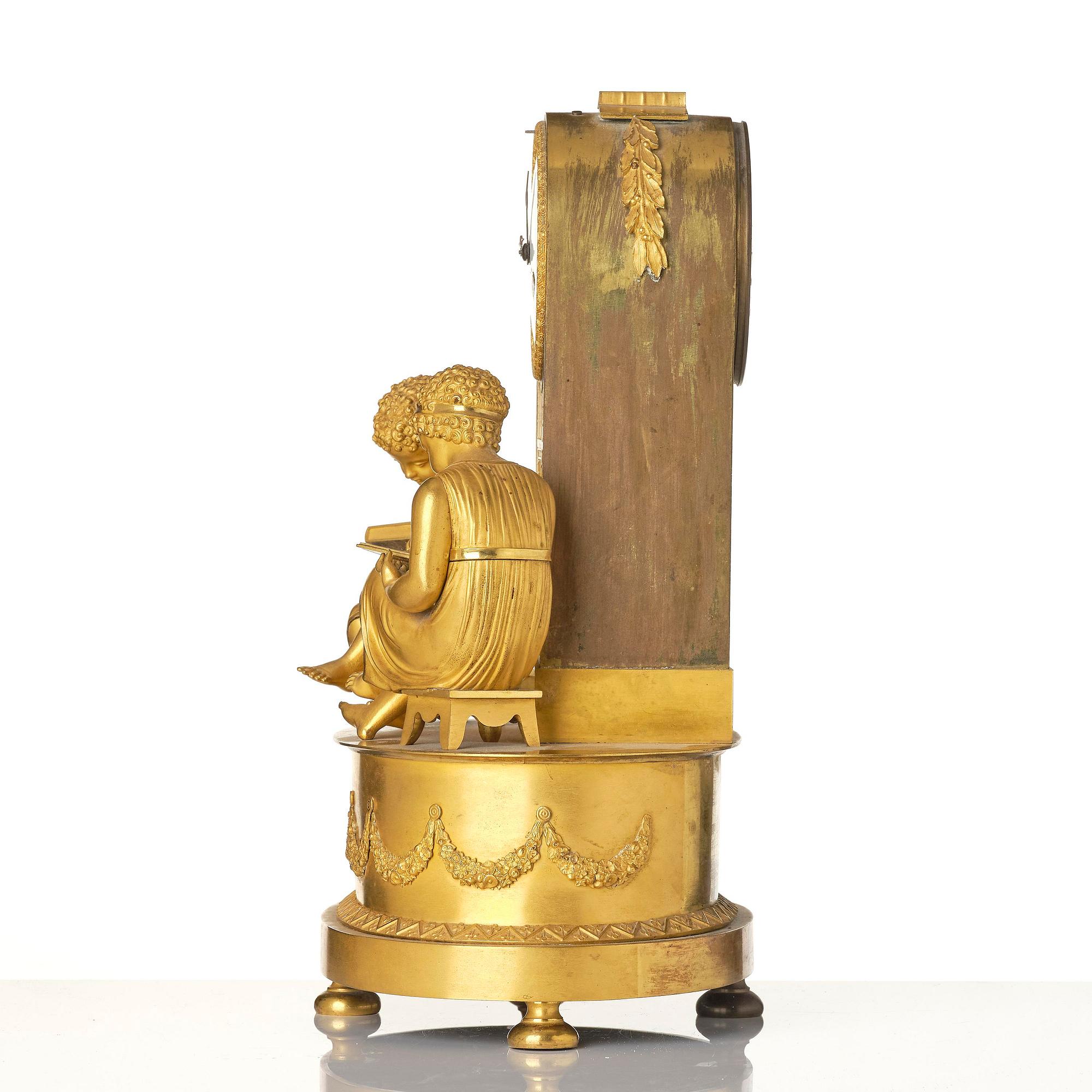 A French Empire ormolu mantel clock, early 19th century.