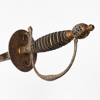 A small sword, marked IGB, 18th century.