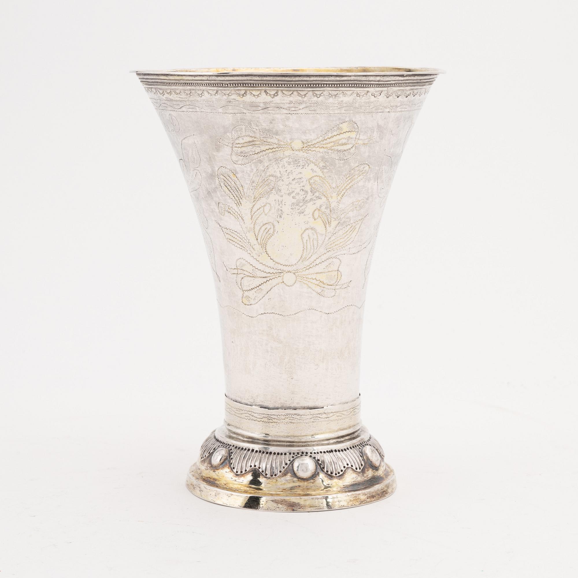 A silver and parcel-gilt beaker, mark of Hans Lyberg, Borås 1810.