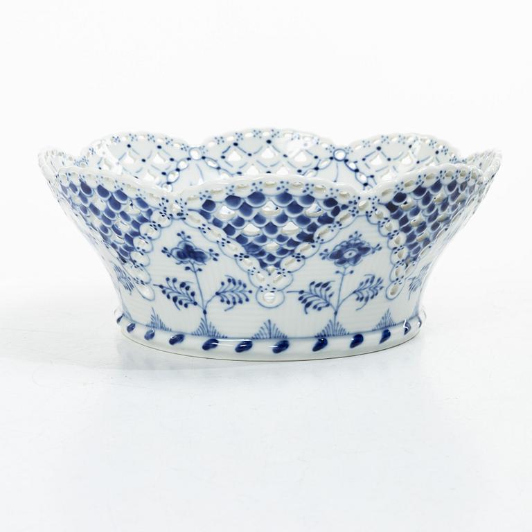 Royal Copenhagen, A "Musselmalet full lace" (blue fluted full lace) porcelain chestnut bowl, model 1061, 1969-73.