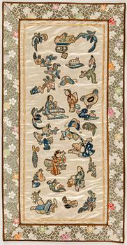 Seven Chinese textiles, 20th century.