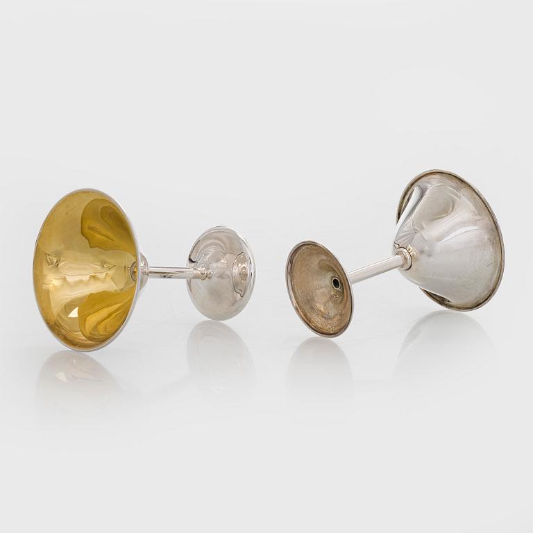 A 10-piece set of parcel-gilt silver beakers, Suomen Kultaseppä oy, Turku 1949.