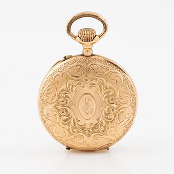 Pocket watch, 14K gold, with stand, 33.5 mm.