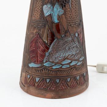 Marian Zawadzki, an earthenware table lamp, Tilgmans, signed MZ and dated.