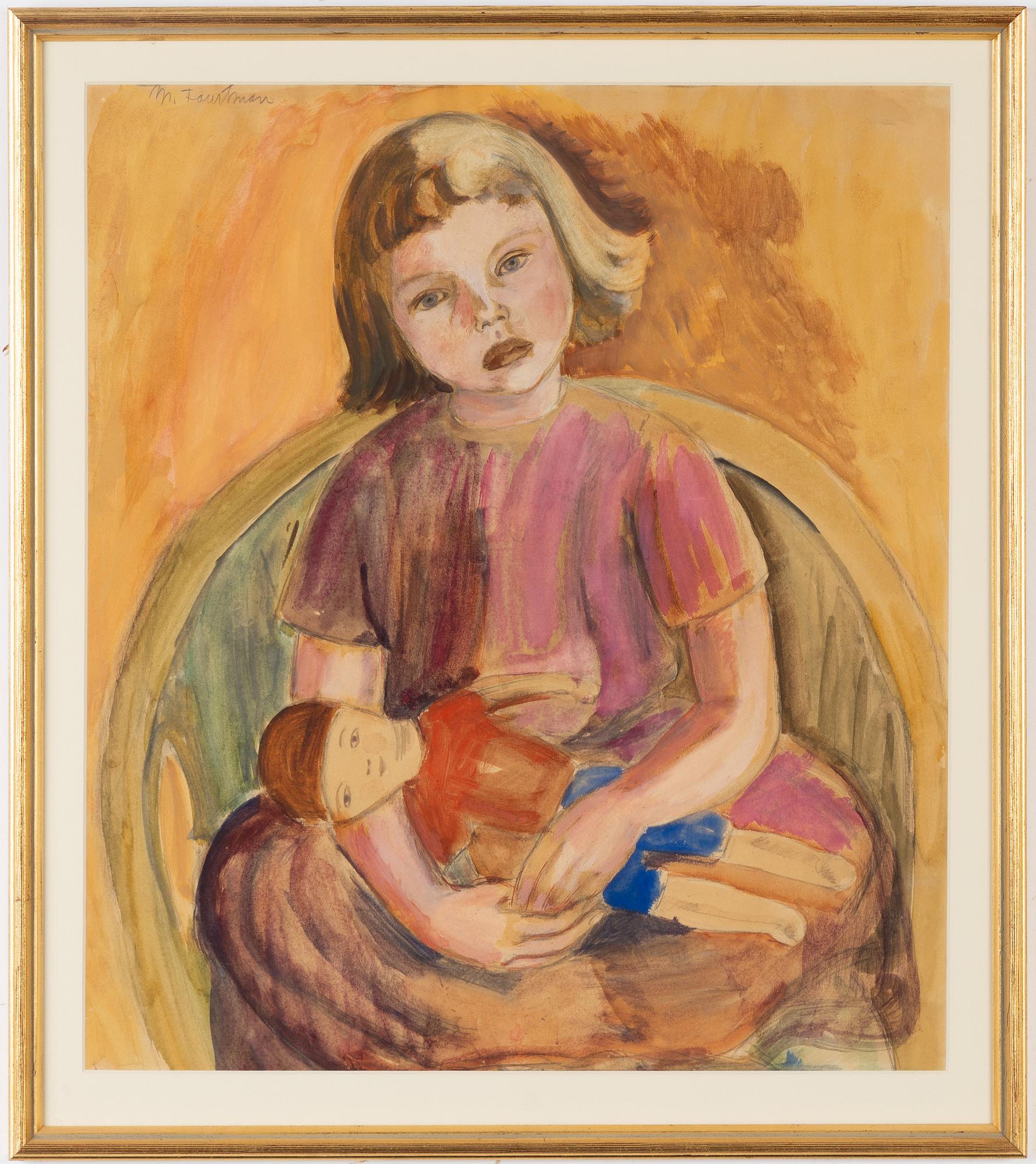 Mollie Faustman, gouache, signed.