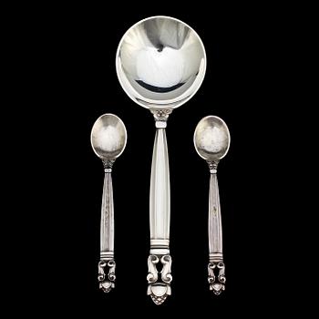 BESTICK, 3 delar, silver, "Konge", Johan Rohde, Georg Jensen. Vikt 44 g.