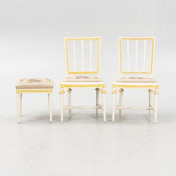 Erik Öhrmark, A pair of Gustavian chairs, around 1800, and and a footstool 20th century.