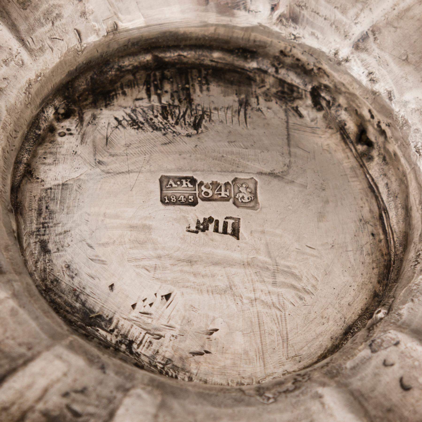 SOKERIKKO, hopeaa, tarakstusmestari Andrey Antonovich Kovalsky, Moskova, 1845.