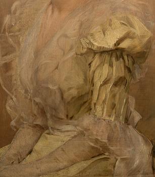 Peter Johann Theodor Janssen, Portrait - waist-length image of a young woman in a white dress.