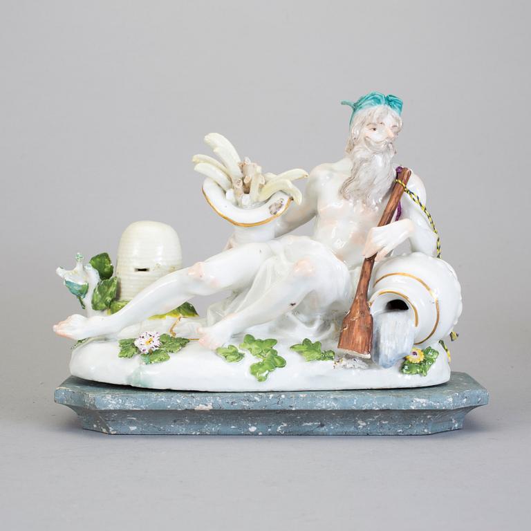 An allegorical porcelain figurine of Neptune, presumably Meissen, second half of 18th Century.