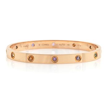 499. Cartier "Love" armband 18K roséguld med färgstenar.