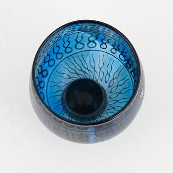 Eva Englund, skål, graal, "Höstregn", Orrefors, 1988.