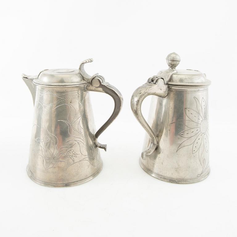 Candle holders 5 pcs Sweden/Germany 19th century tin.