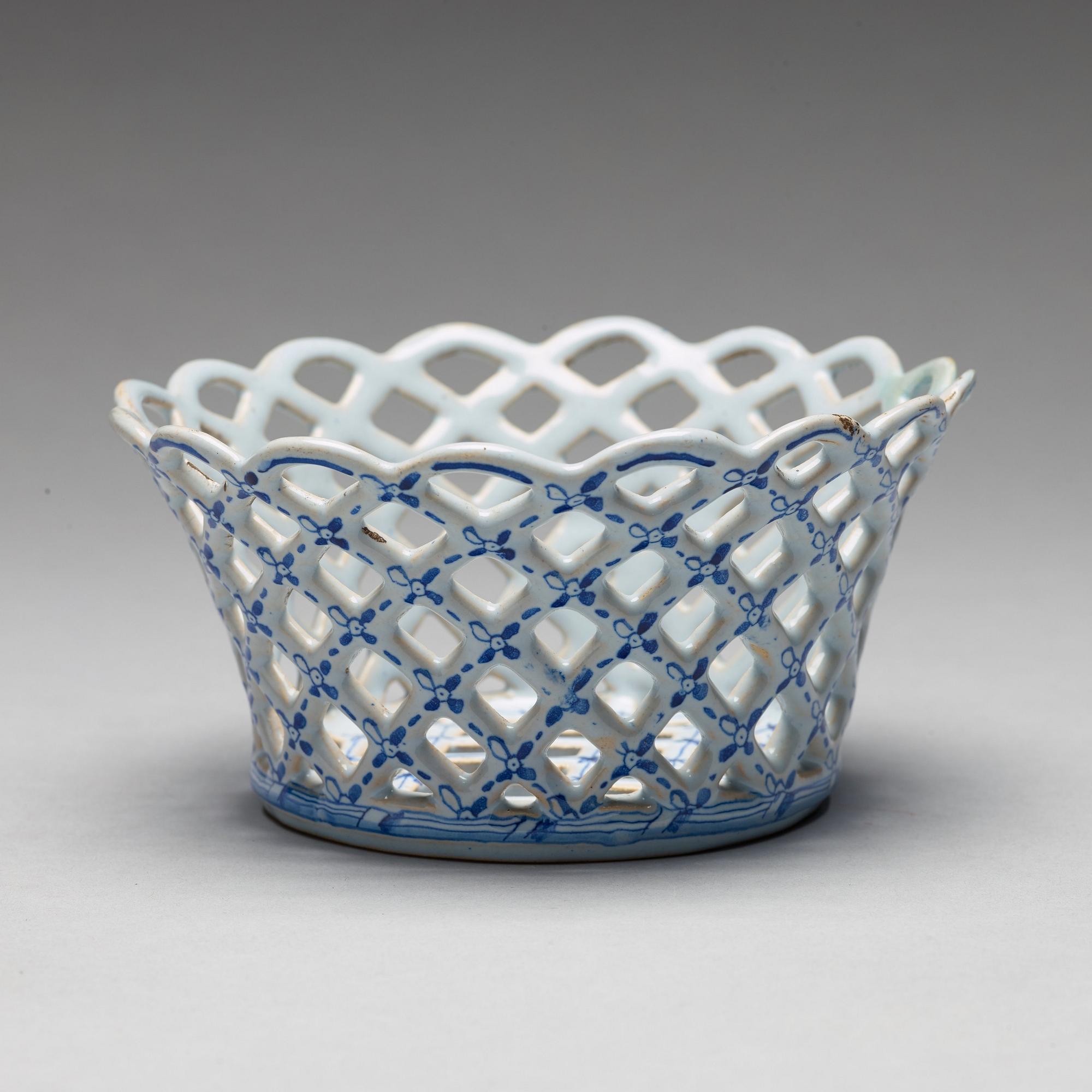 A faience chestnut basket, presumably Marieberg, after 1766.