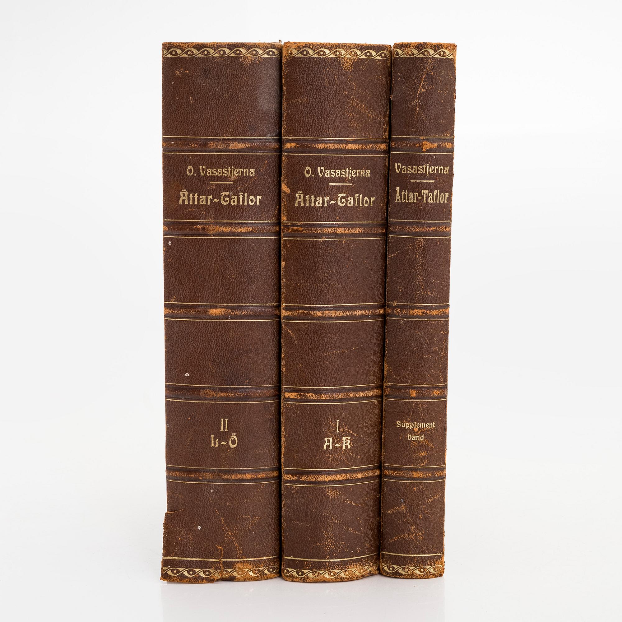 Kirjateos, 3 nidettä, Sukutaulut "Suomen Ritarihuoneeseen otetusta aatelistosta" I-II lisäosa 1879-1883.