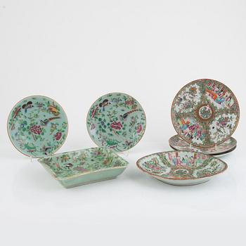 Seven pieces of canton porcelain, China, second half of the 19th century.