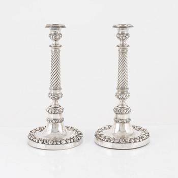 Candlesticks, a pair, silver, empire, Naples, 1830-35.