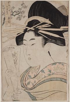 UTAMARO KITAGAWA (c.1753-1806), färgträsnitt. Japan, 1801.