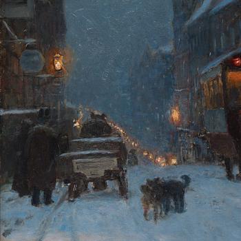 Wilhelm Smith, Winter scene from the streets of Stockholm.